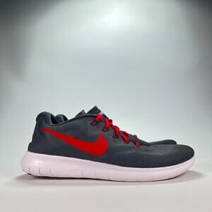 Nike Free Run 2017 Dark Grey Red Swoosh Running Shoes AA1156-991 Women's Size 9